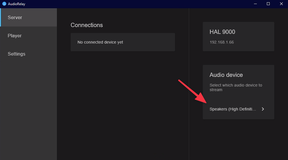 AudioRelay Windows 音频设备下拉